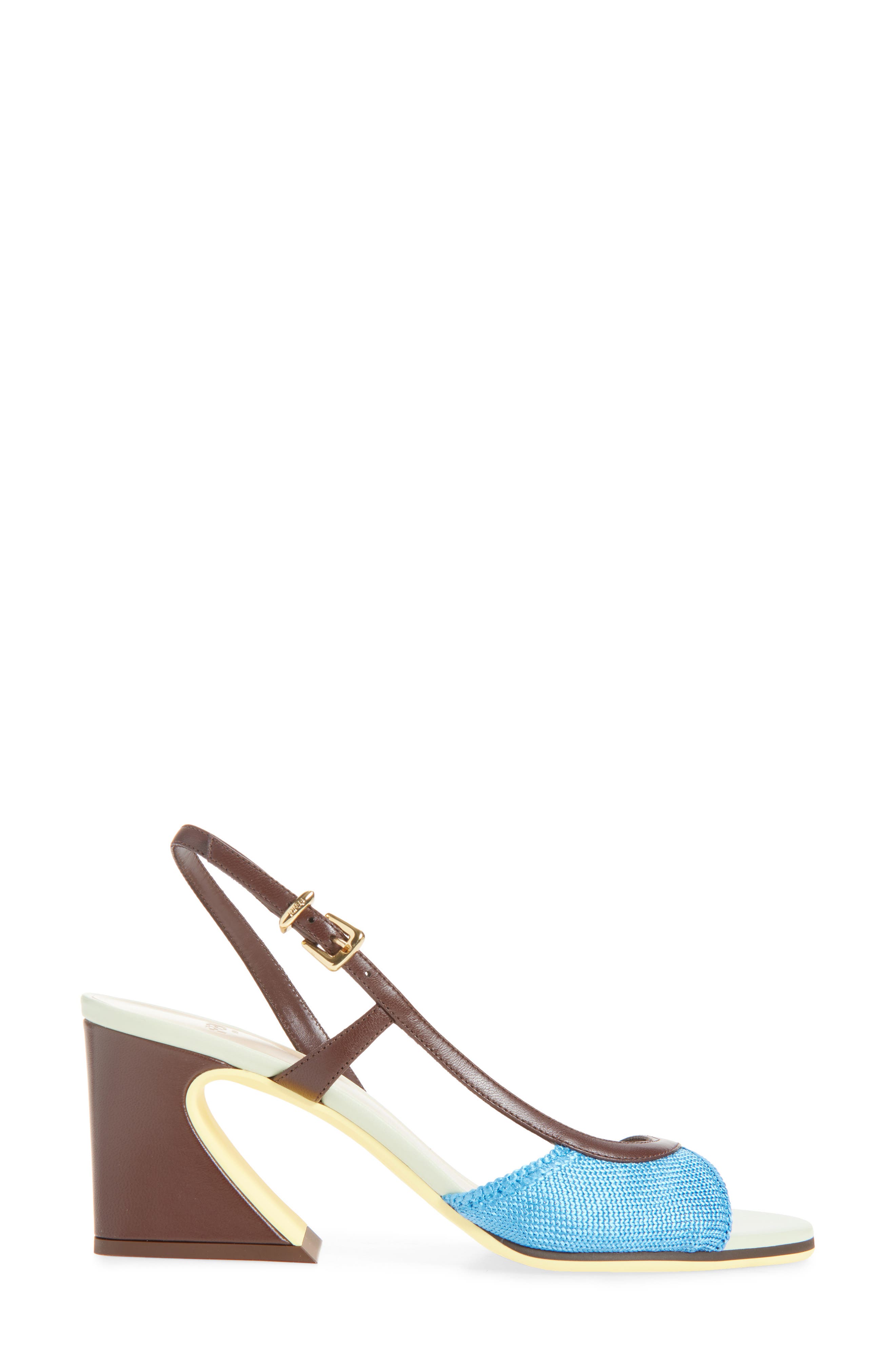 Fendi Arco Slingback Sandal, Alternate, color, Blue Carta Zucch Mahogany