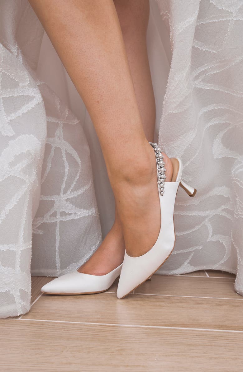 HARLO Australia Nina Pearl - Satin Bridal Slingback with Pearl Detail, Alternate, color, Soft White Satin
