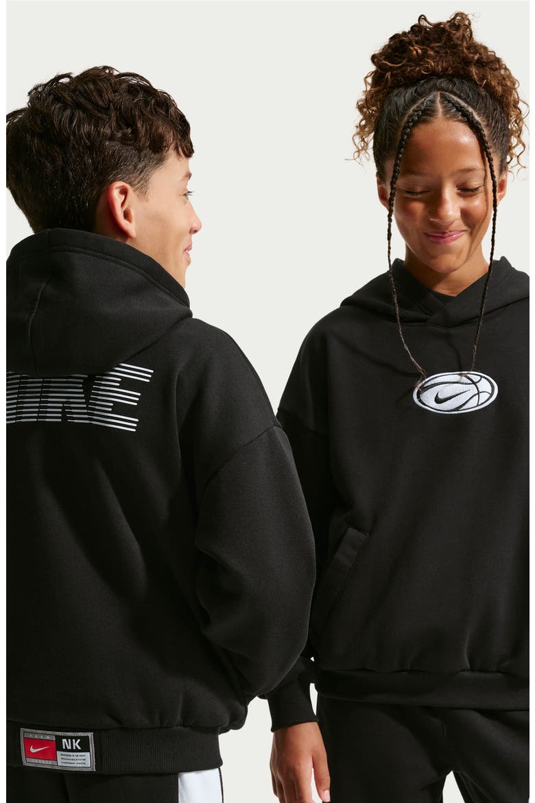 Kids' Nike Dri-FIT Graphic Hoodie, Alternate, color, BLACK/ WHITE
