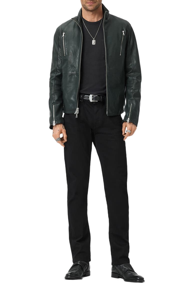 Jared Leather Racer Jacket, Alternate, color, SEAWEED