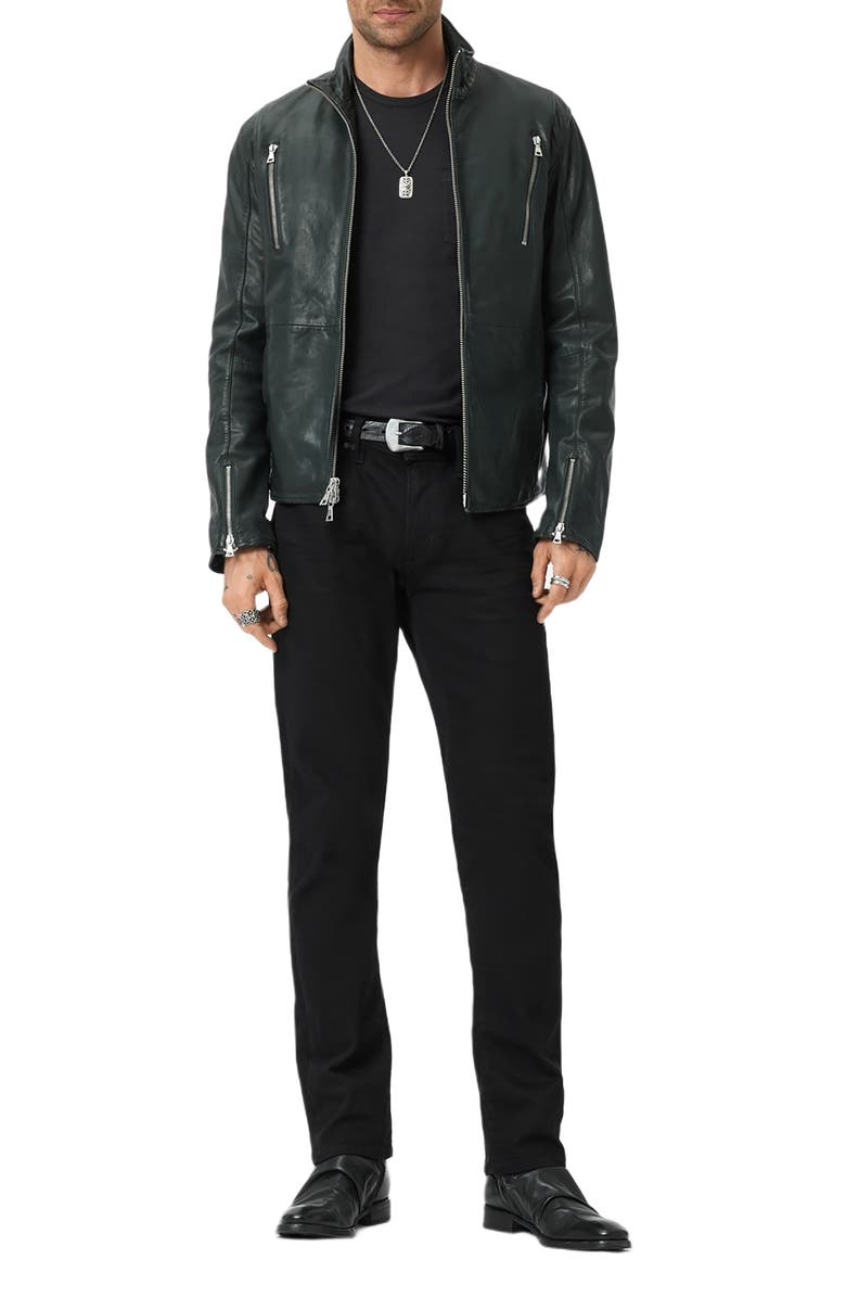John Varvatos Jared Leather Racer Jacket, Alternate, color, Seaweed