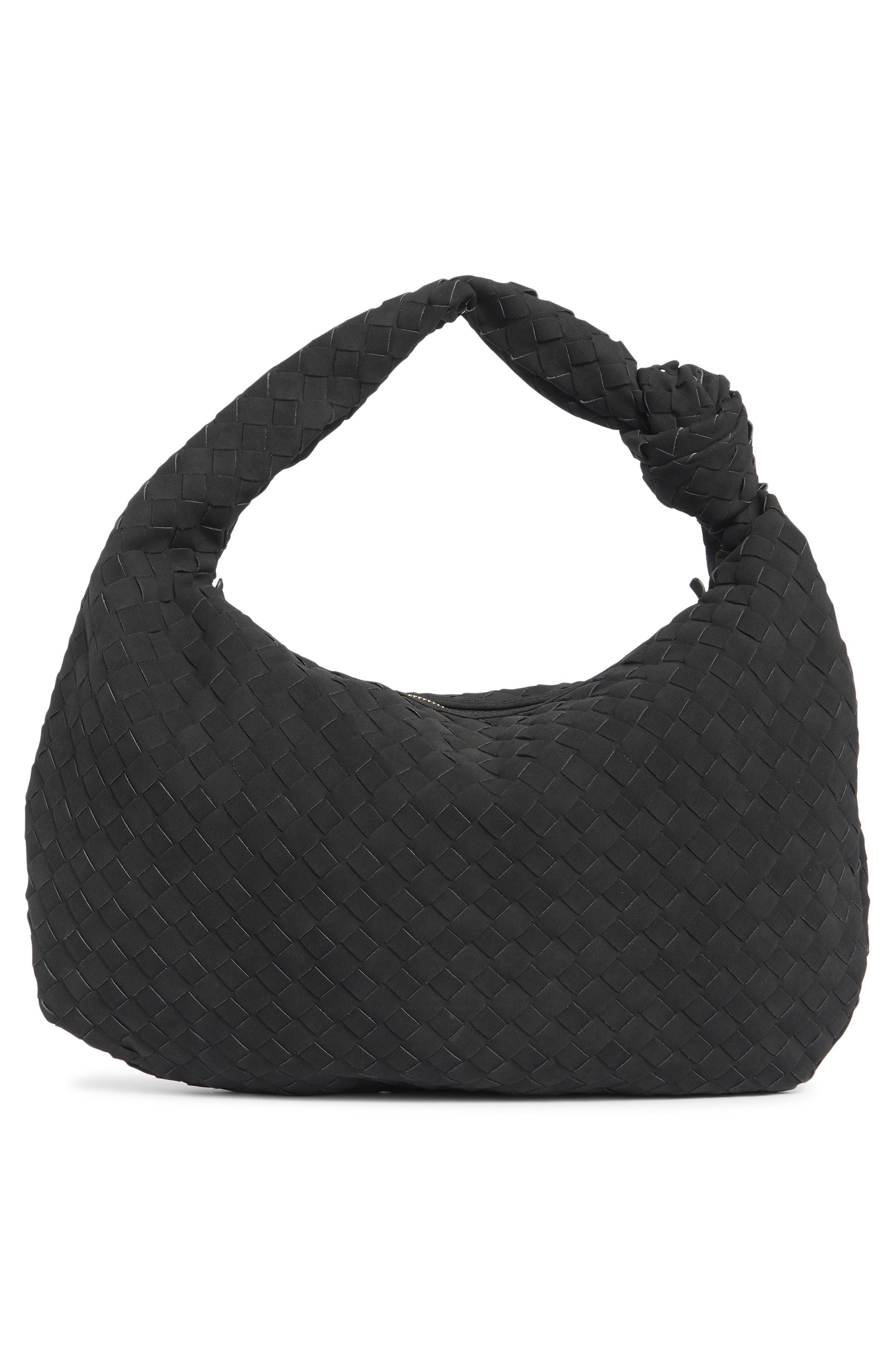 URBAN EXPRESSIONS HANDBAGS Woven Faux Suede Hobo Shoulder Bag, Alternate, color, Black