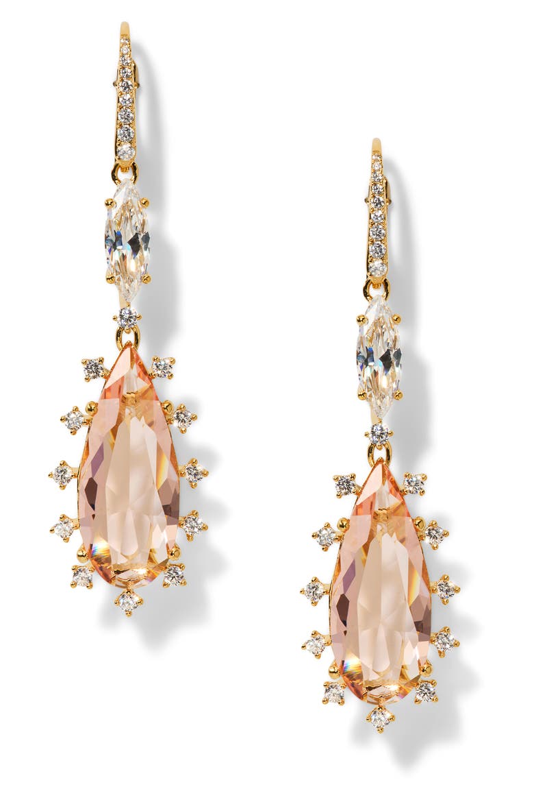 Mojito Cubic Zirconia Drop Earrings, Main, color, GOLD