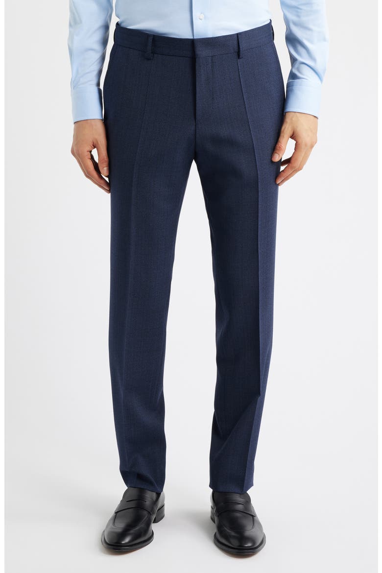 Genius Slim Fit Virgin Wool Dress Pants, Main, color, DARK BLUE