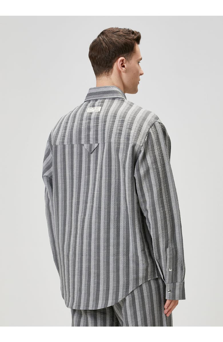 PCFG Linen & Cotton Blend Checked Woven Shirt, Alternate, color, Grey