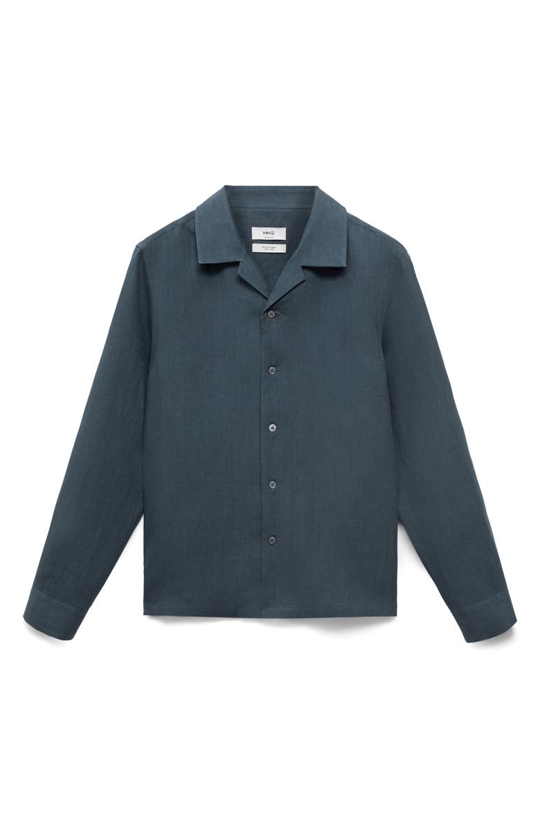 MANGO Long Sleeve Linen Camp Shirt, Alternate, color, 