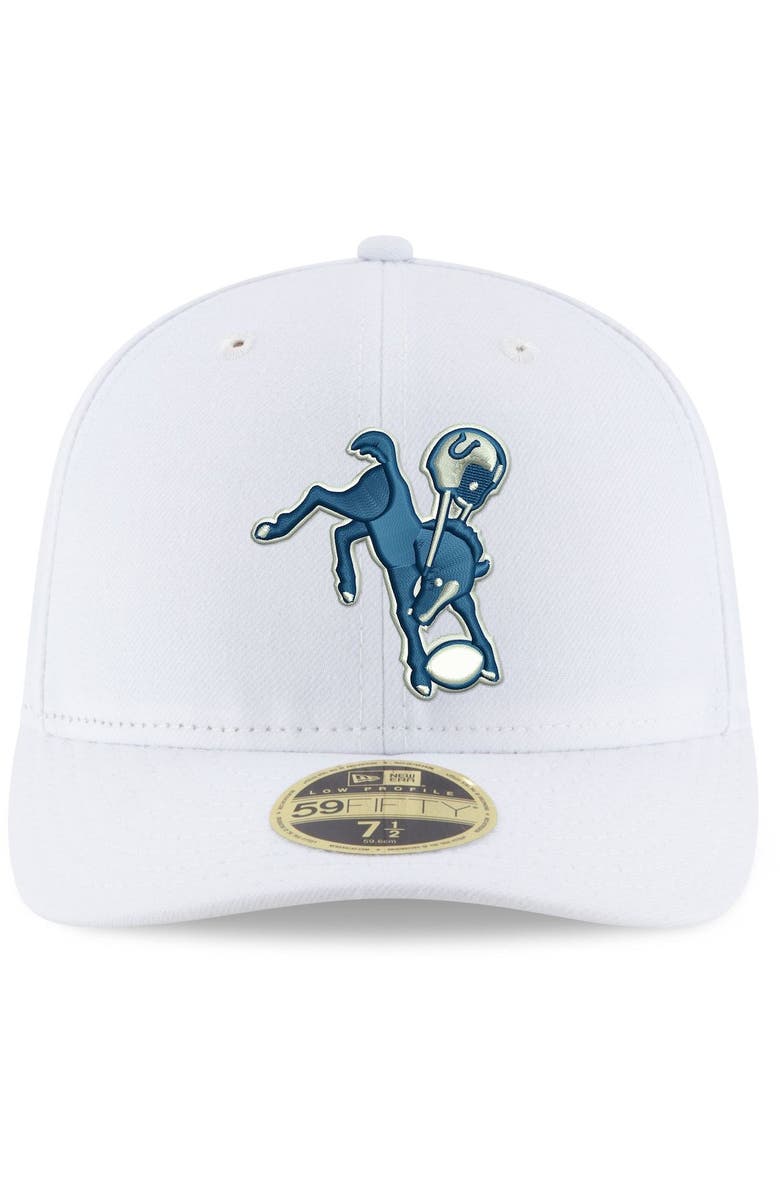 New Era Men's New Era White Indianapolis Colts Historic Logo Omaha Low Profile 59FIFTY Fitted Hat, Alternate, color,