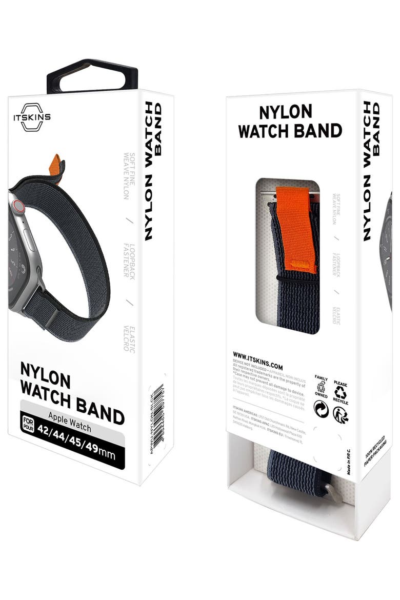 Nylon Watch Band for Apple Watch 42mm / 44mm / 45mm / 49mm, Alternate, color, Black