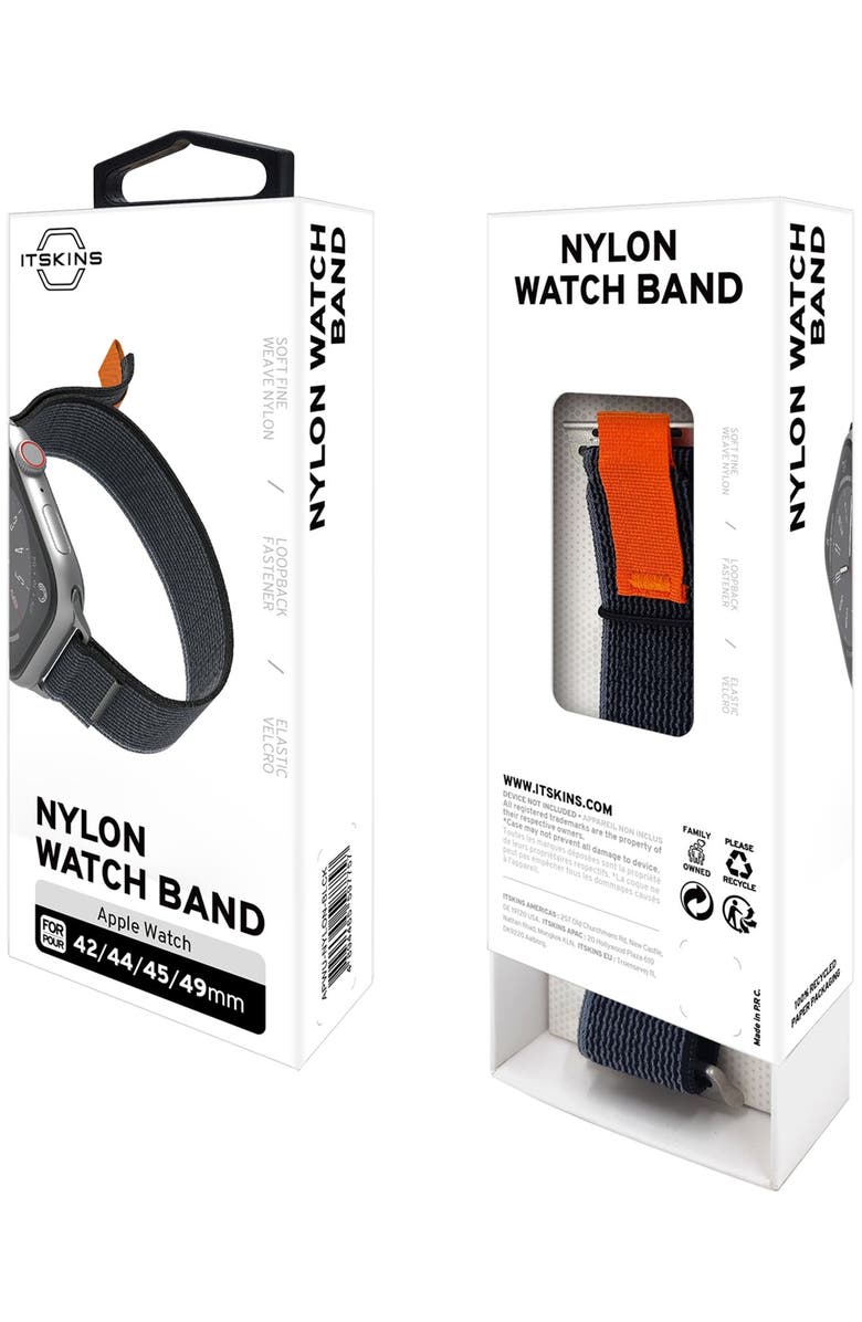 ITSkins Nylon Watch Band for Apple Watch 42mm / 44mm / 45mm / 49mm, Alternate, color, Black
