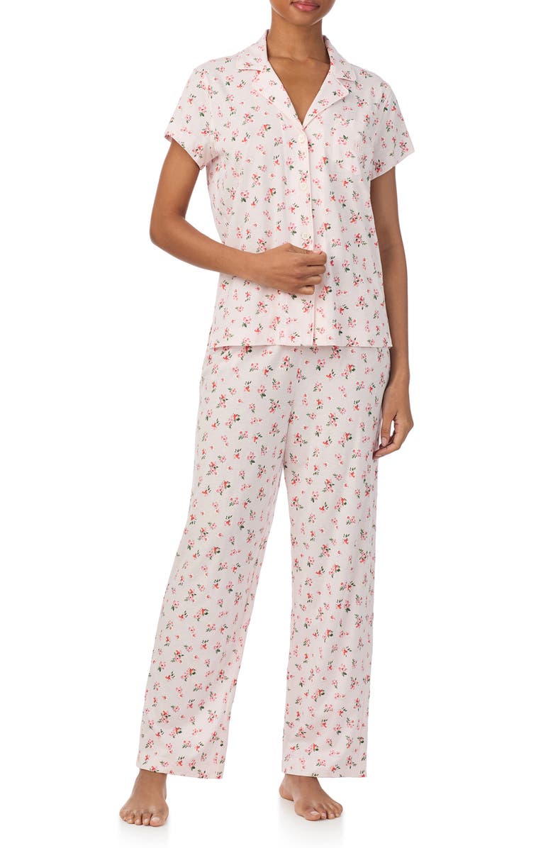 Lauren Ralph Lauren Cotton Blend Floral Pajamas, Main, color, Pink Bouquet
