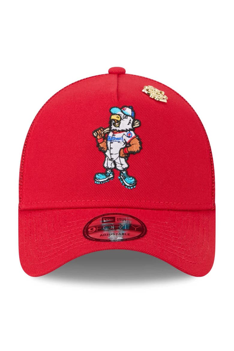Men's New Era  Red Washington Nationals 2025 Big League Chew A-Frame 9FORTY Adjustable Trucker Hat, Alternate, color, Red