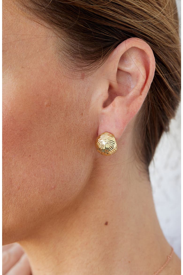 Half Dome Round Stud Earrings, Alternate, color, GOLD