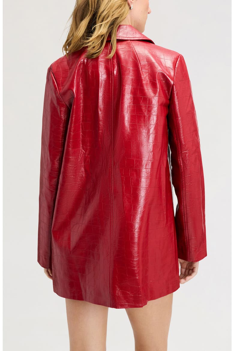 Croc Embossed Faux Leather Jacket, Alternate, color, CRANBERRY