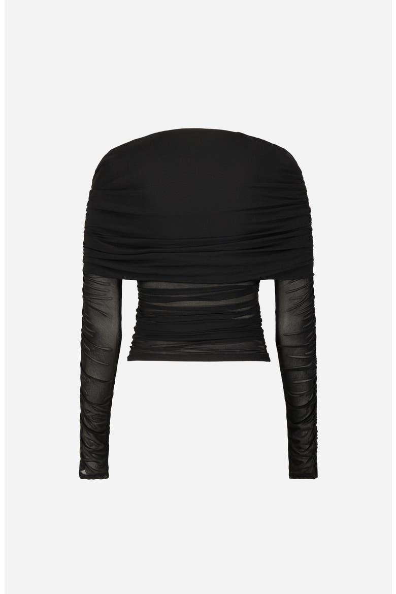 Moe Long Sleeve Mesh Cape Top, Alternate, color, Black