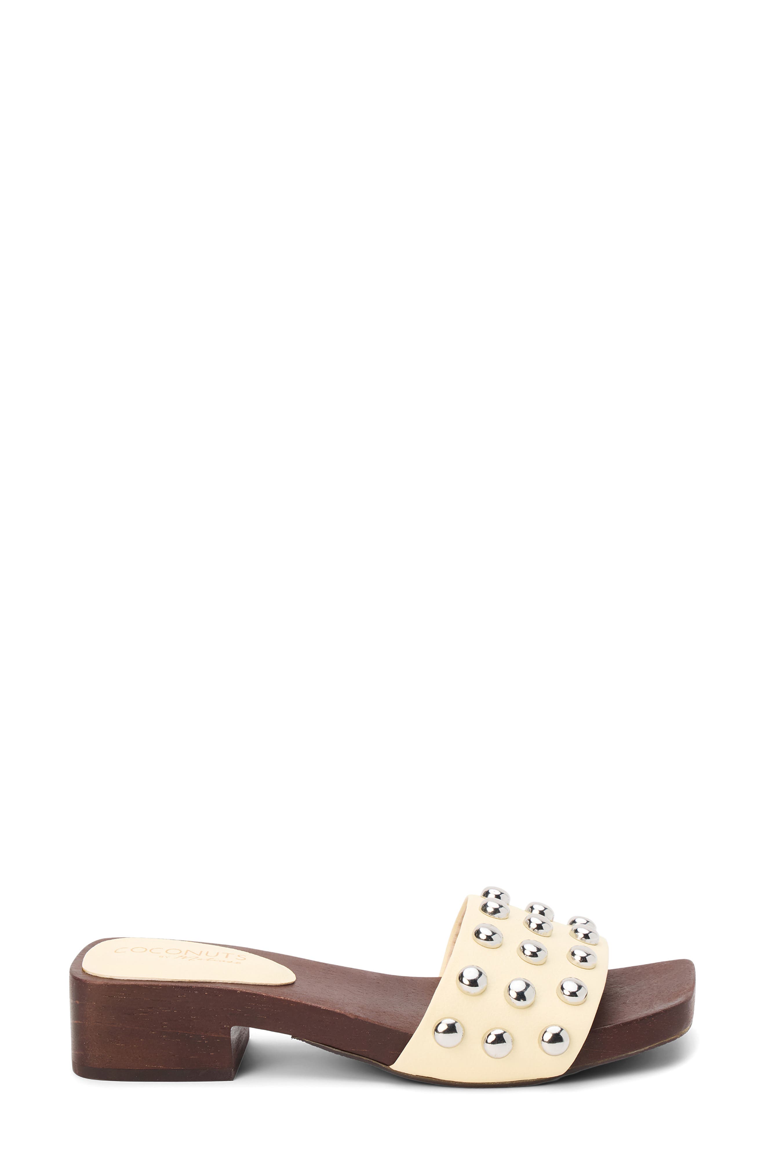 Fiora Studded Slide Sandal, Alternate, color, BUTTER