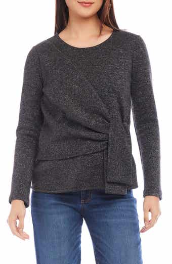 Karen Kane Sparkle Side Drape Long Sleeve Top