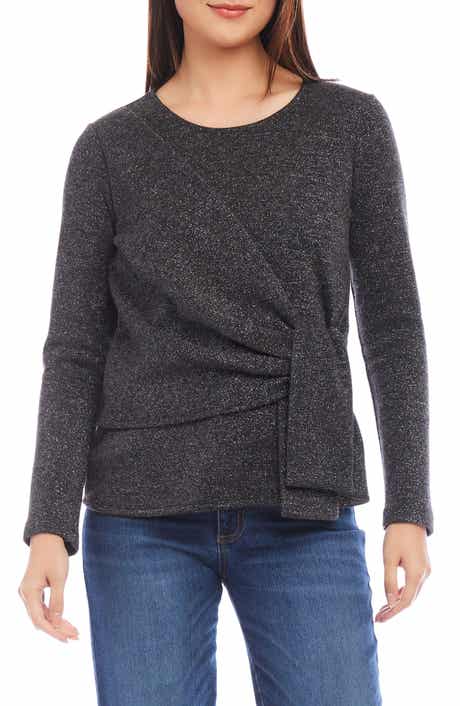 Karen Kane Sparkle Side Drape Long Sleeve Top