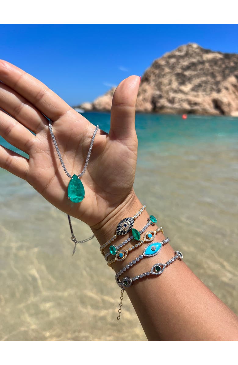 Gemma Azzurro Paraiba stone pear tennis necklace, Alternate, color, Aqua