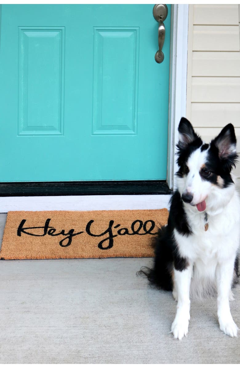 tag Hey Y'All Southern Rectangle Coir Door Mat Beige Indoor Outdoor, Alternate, color, Beige