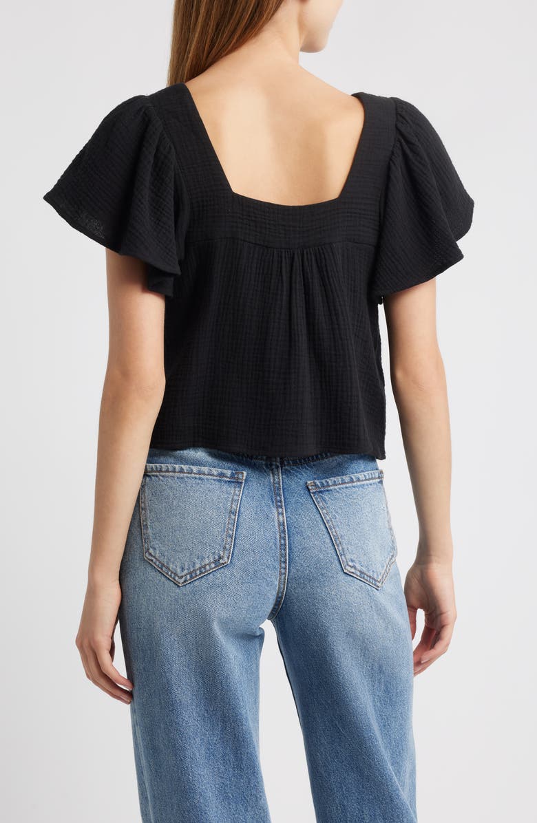 Rails Casie Gauze Crop Top, Alternate, color, Black