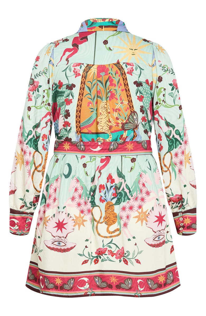 City Chic Ezra Mixed Print Long Sleeve Shirtdress, Alternate, color, Hero Dreamscape