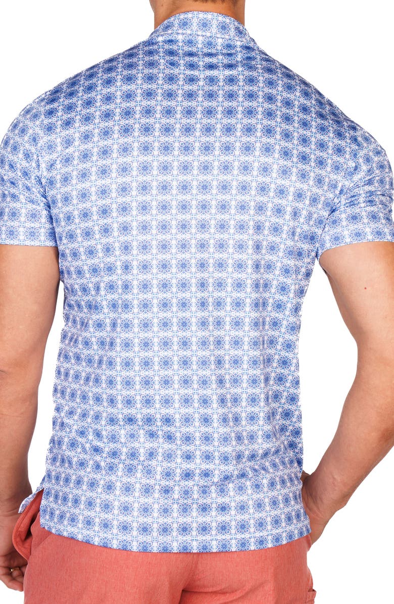 TailorByrd Mediterranean Tile Performance Golf Polo, Alternate, color, Blue