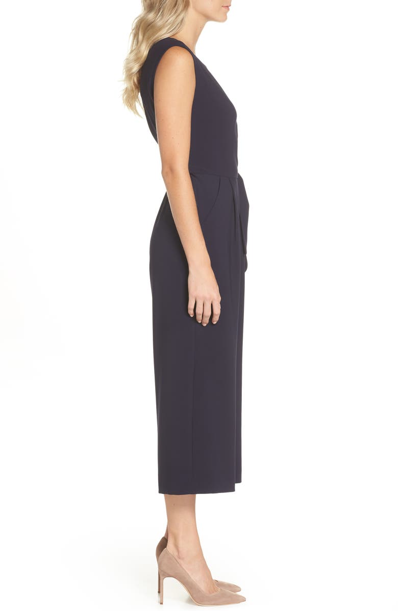 Tahari Side Tie Crepe Crop Jumpsuit, Alternate, color, 