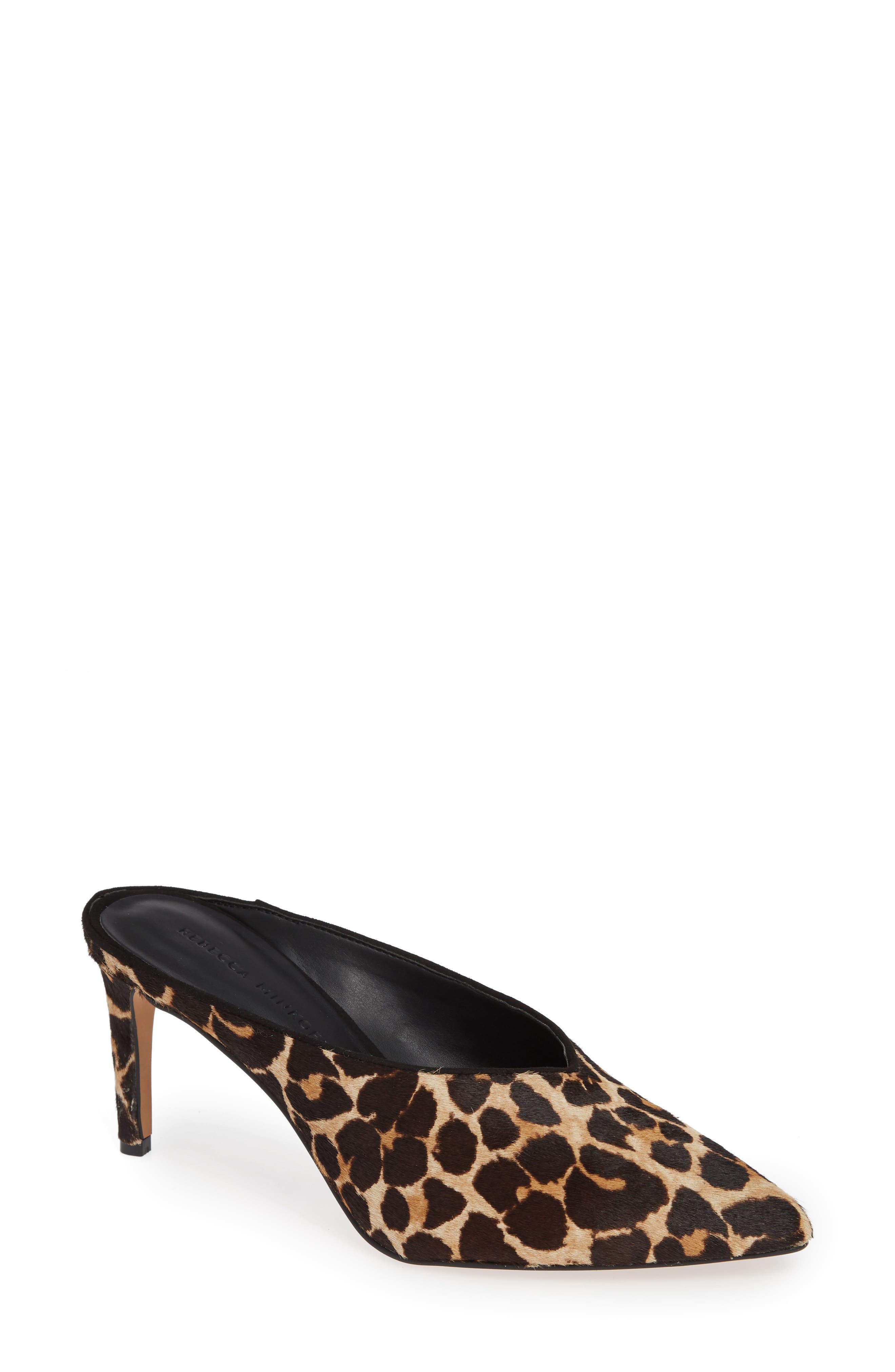 Rebecca Minkoff Gabien Leopard Print Genuine Calf Hair Mule, Main, color, 