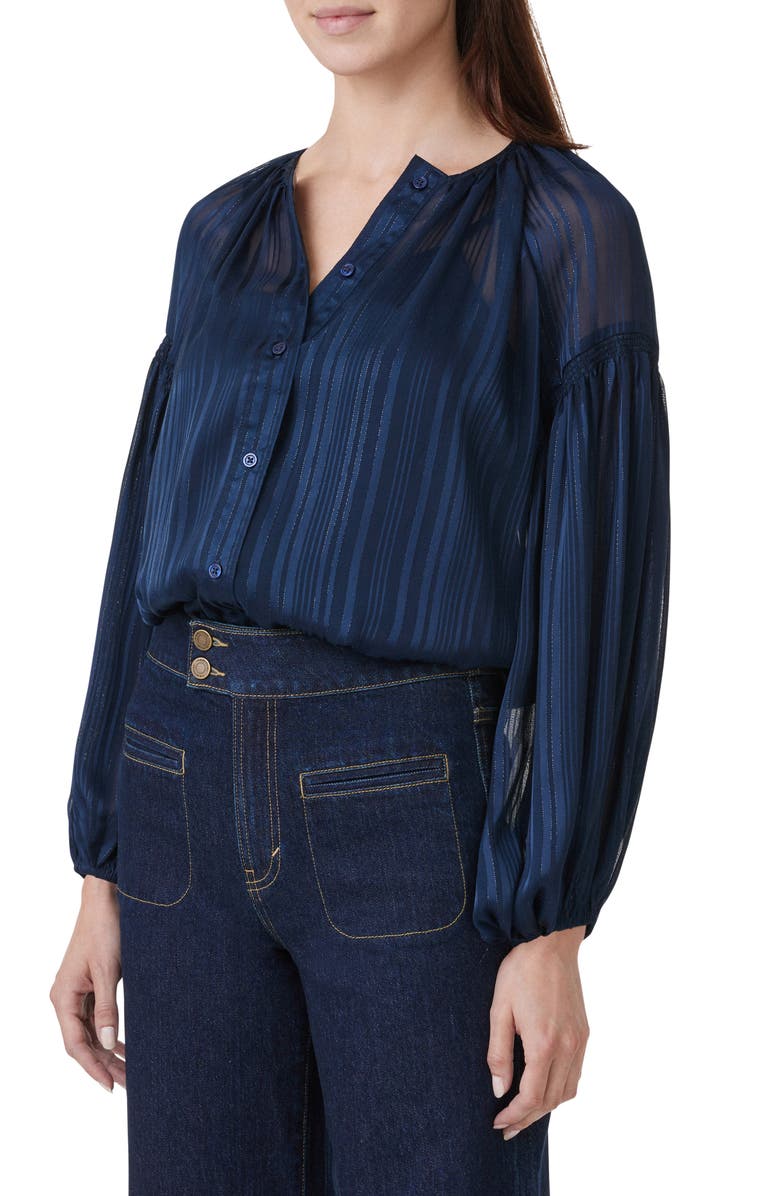 Habitual Stripe Button-Up Top, Alternate, color, Midnight