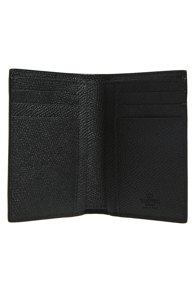 VLOGO Signature Bifold Leather Card Holder, Alternate, color, BLACK