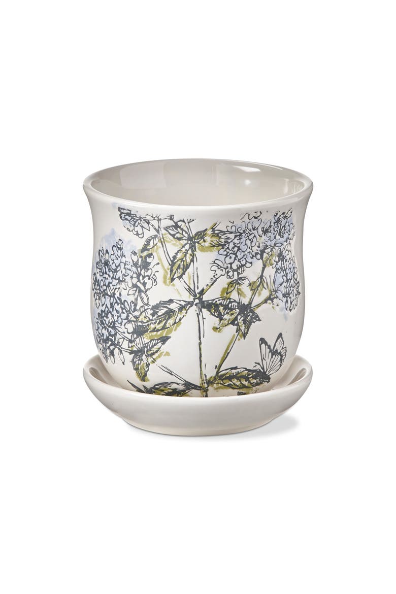 Oregano Planter with Saucer Set, Main, color, White