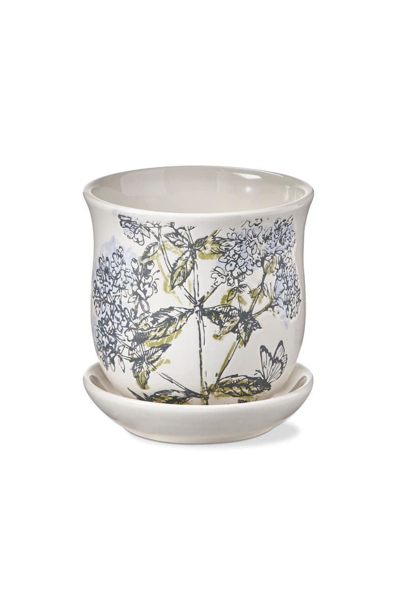 tag Multicolor Ceramic Oregano Planter with Saucer Set Easy Clean, Main, color, White