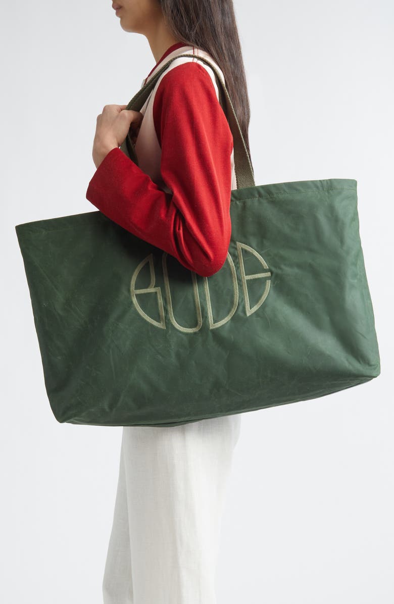 Bode Waxed Cotton Zip Tote, Alternate, color, Green