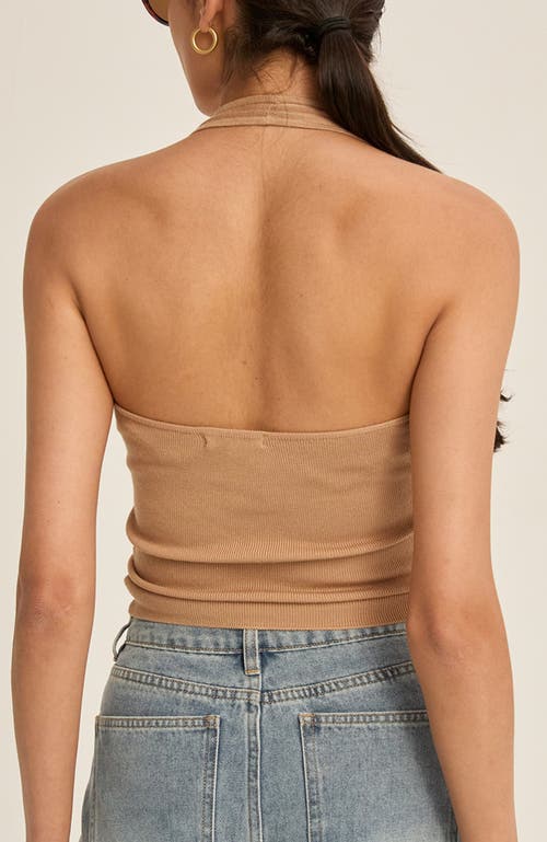 Crescent Halter Knit Top In Brown