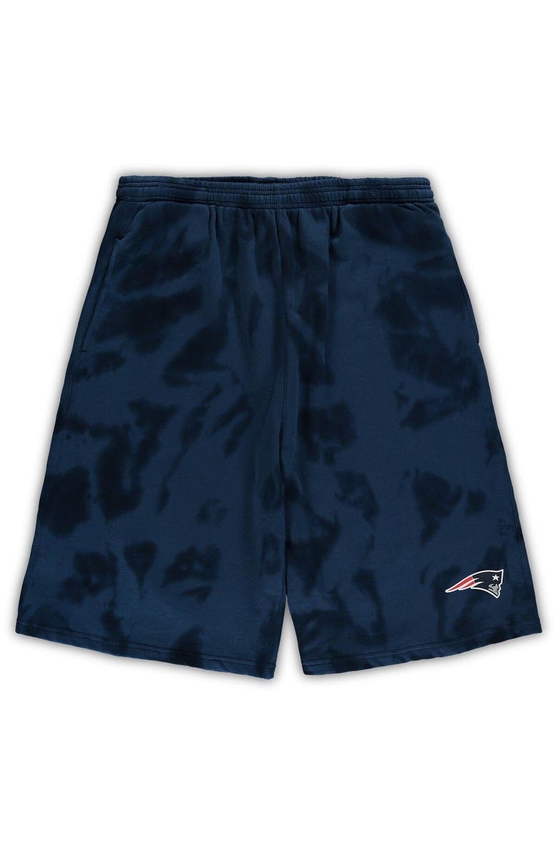 PROFILE Men's Navy New England Patriots Big & Tall Tie-Dye Shorts, Alternate, color, 
