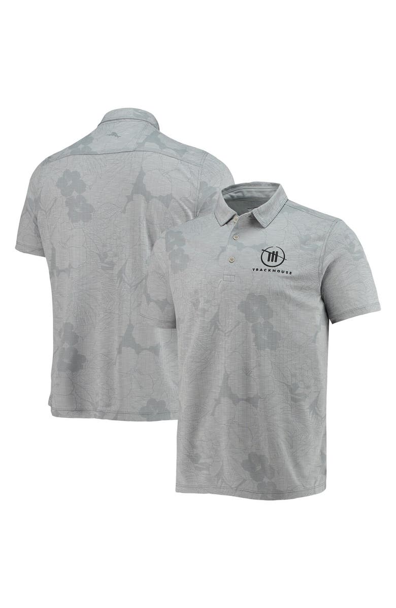 Tommy Bahama Men's Tommy Bahama Gray TRACKHOUSE RACING Miramar Blooms Team Logo Polo, Main, color, Gray
