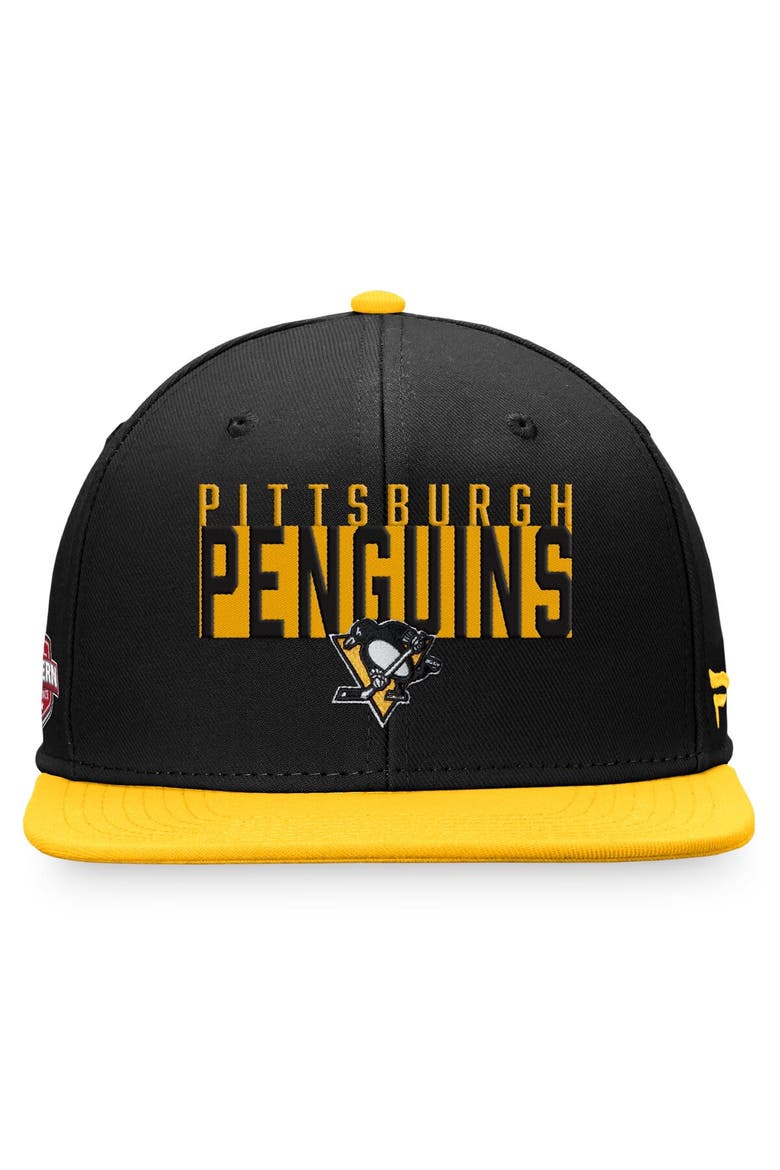 Men's Fanatics Branded Black/Gold Pittsburgh Penguins Fundamental Colorblocked Snapback Hat, Alternate, color, Black