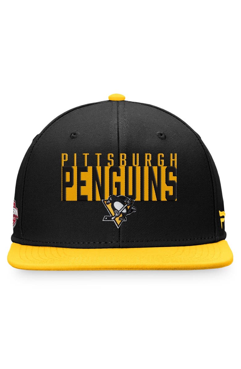 FANATICS Men's Fanatics Branded Black/Gold Pittsburgh Penguins Fundamental Colorblocked Snapback Hat, Alternate, color, 
