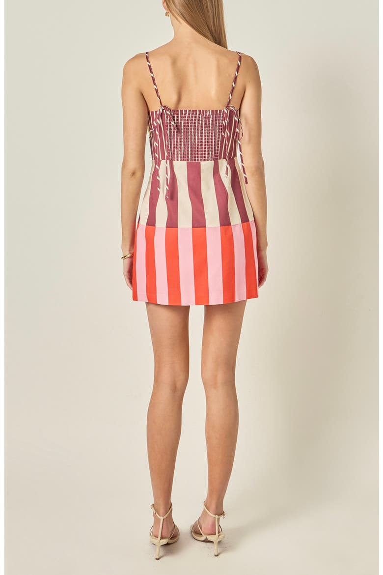 Striped Cotton Minidress, Alternate, color, BURGUNDY MULTI