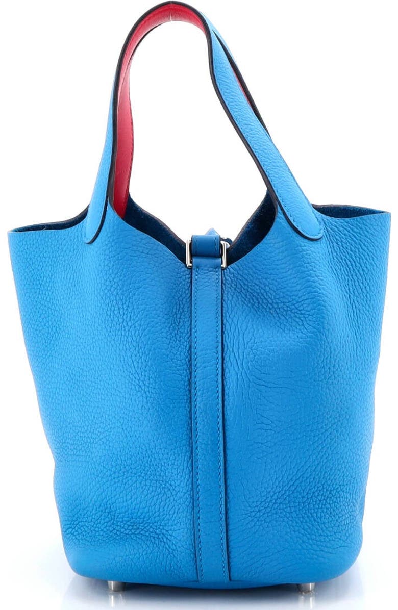 Pre-Owned Hermes Eclat Picotin Lock Bag Clemence PM, Alternate, color, Bleu Frida