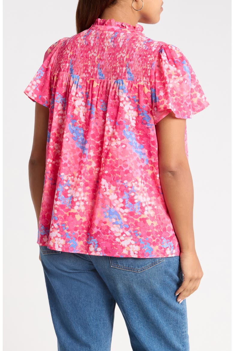 Leah Abstract Print Romy Mock Neck Cotton Top, Alternate, color, PINK BLUE