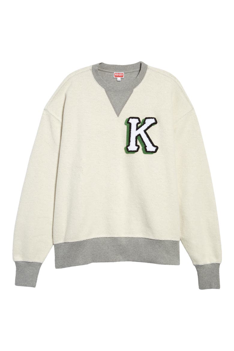 Men's Varsity Logo Patch Cotton Fleece Sweatshirt, Main, color, PEARL GREY