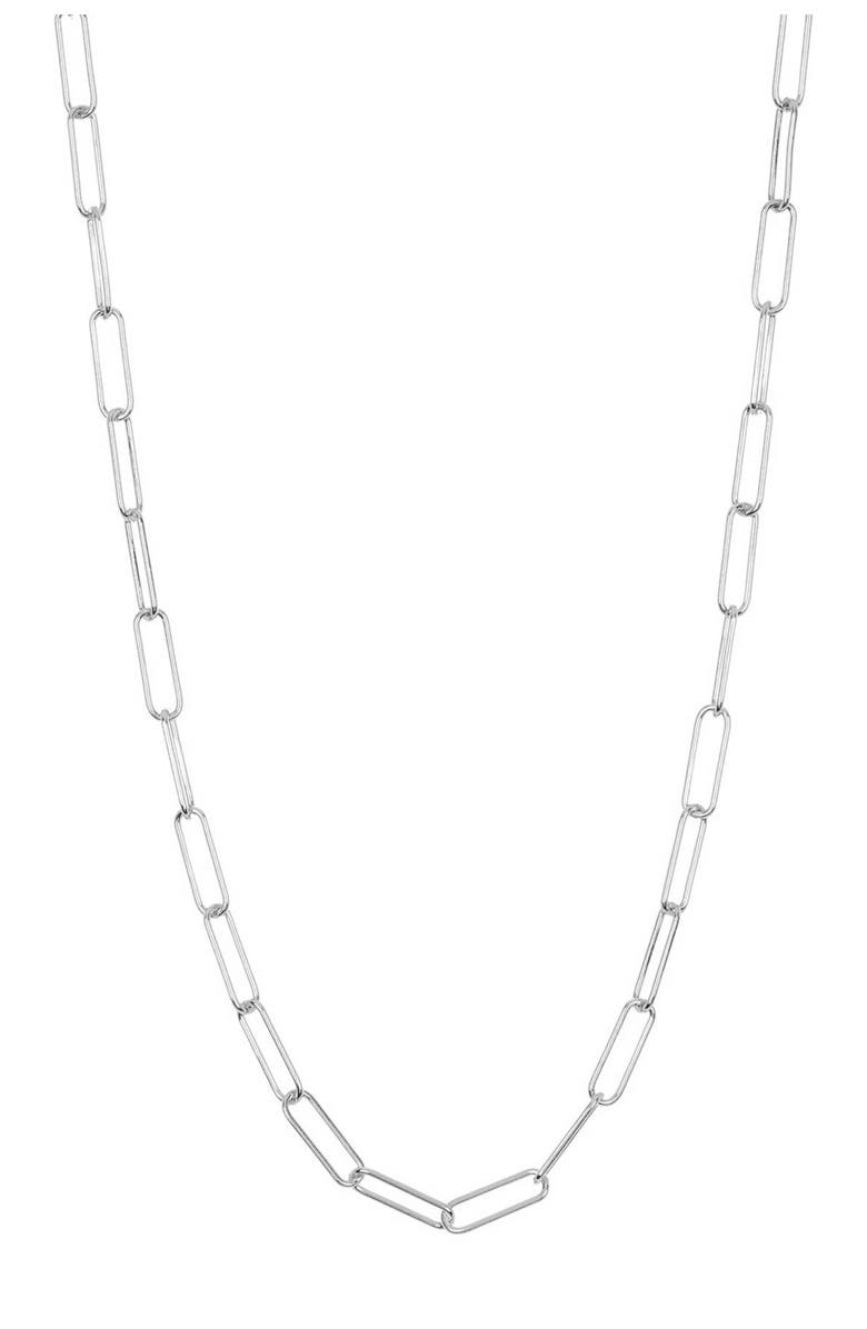 Adornia Paper Clip Necklace, Main, color, Silver