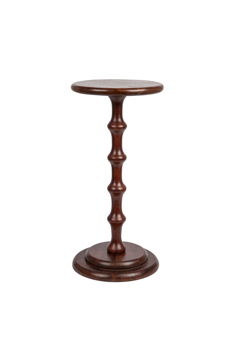 Storied Home Ergo Pedestal Cocktail Side Table, Dark Chestnut, Main, color, Brown