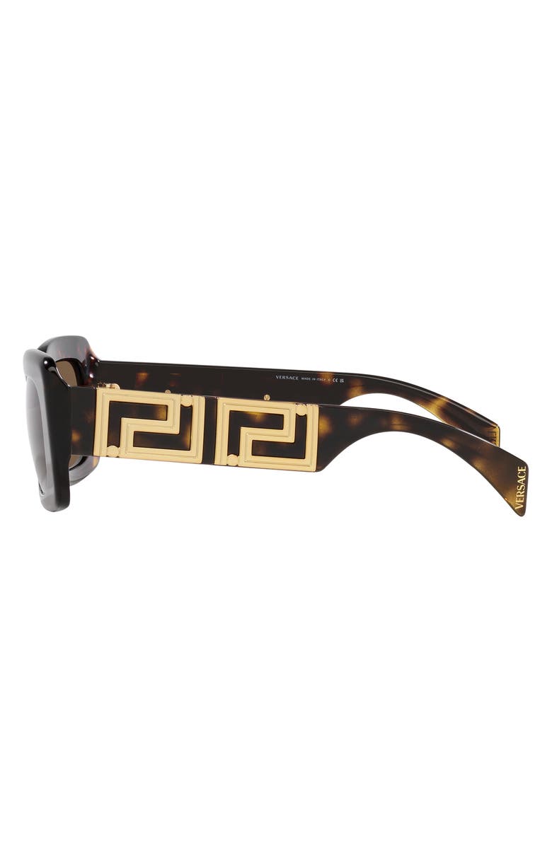 Versace 54mm Rectangular Sunglasses, Alternate, color, Havana