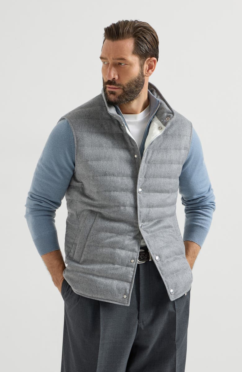 Brunello Cucinelli Cashmere flannel down jacket, Main, color, Grey