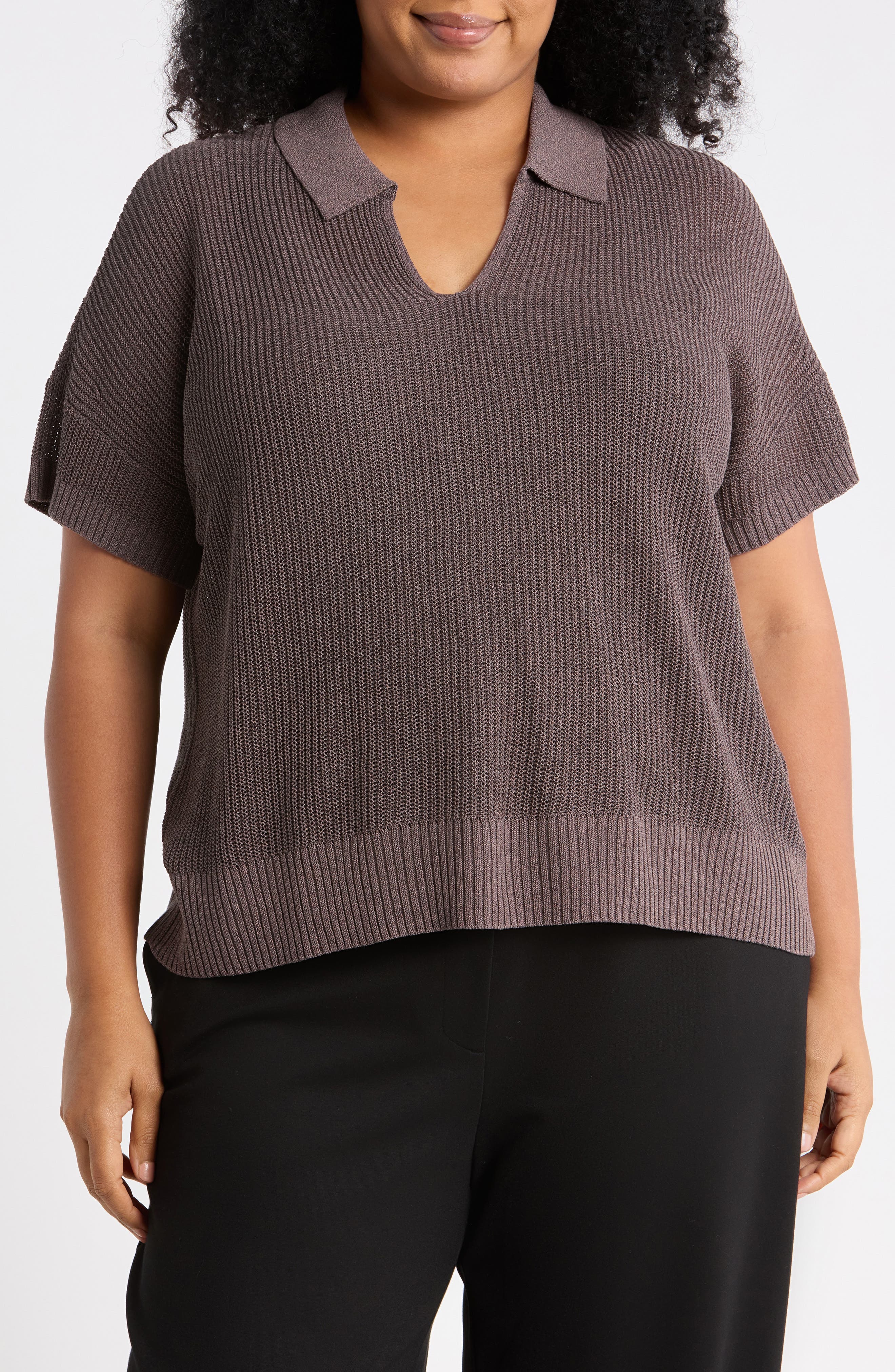 Classic Collar Organic Cotton & Silk Polo Sweater
