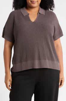 Classic Collar Organic Cotton & Silk Polo Sweater