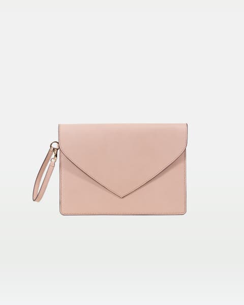 Envelope Clutch In Vegetable Tanned Calfskin And Suede Leather