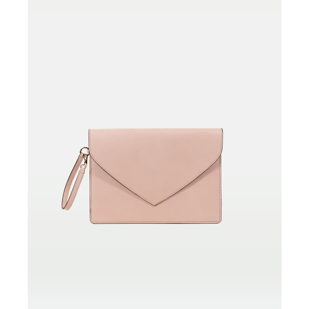 Modher Envelope Clutch In Vegetable Tanned Calfskin And Suede Leather In Pink